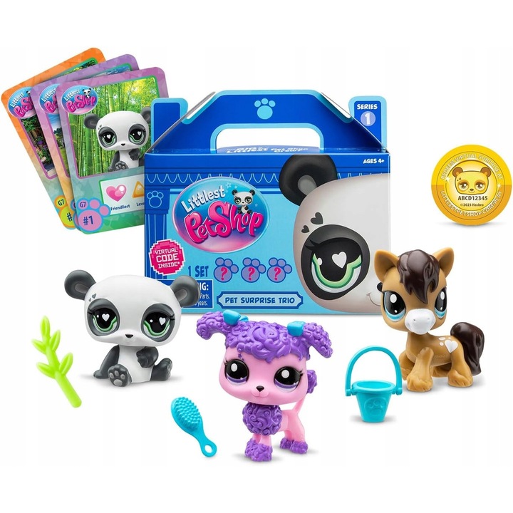 Figurine, Littlest Pet Shop, set 3 animale de colectie, material plastic, compact
