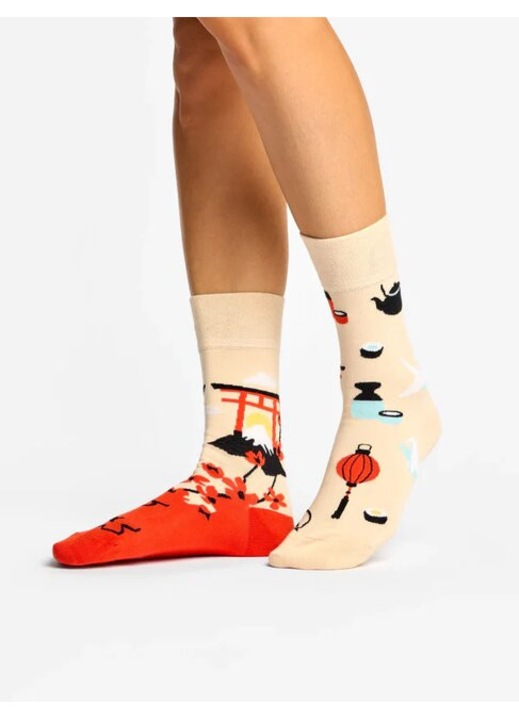Sosete colorate cu motive japoneze Dedoles Japan, Portocaliu/Bej