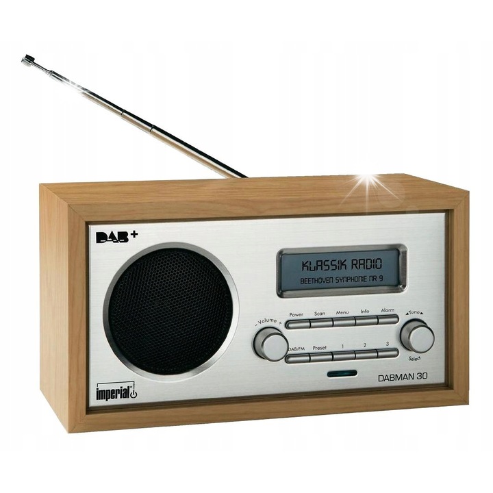 Radio digital Imperial DABMAN 30, FM, DAB+, retro, 224x120x113mm, culoare lemn