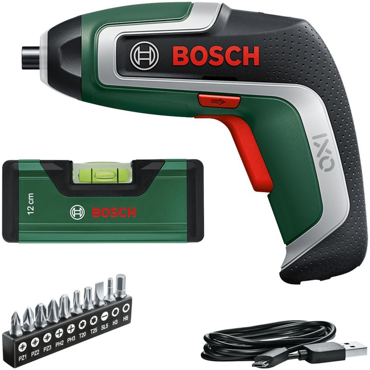 Bosch 06039E0008 IXO 7 akkus csavarozó, Li-Ion 3.6V, 2.0Ah, 3/5.5Nm, 235 ford/perc, LED világítás, Micro USB csatlakozó