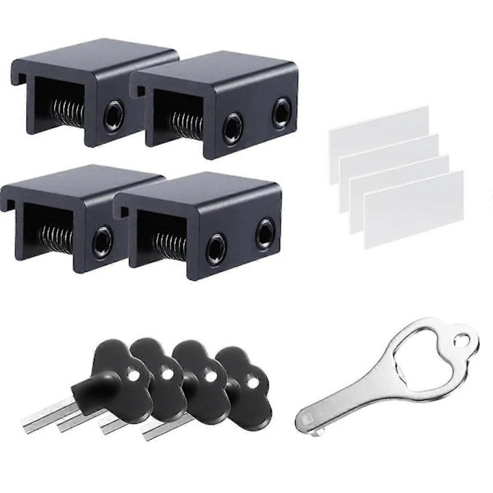 Set 4 incuietori pentru feronerie de fereastra, metal, negru, usor de instalat