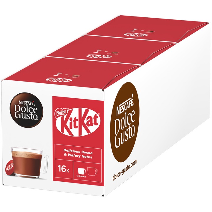 Set 3 x Capsule Nescafé Dolce Gusto KIT KAT Chocolate, 16 buc, 256g