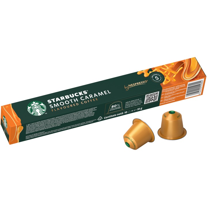 Cafea capsule cu aroma Smooth Caramel, Starbucks, compatibile Nespresso, 10 buc, 51g