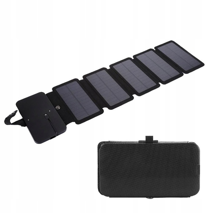 Panou solar pliabil, 75% eficienta, negru, 155x83x23mm