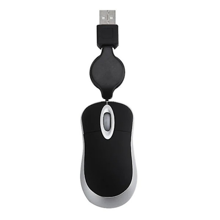 Mouse USB cu fir, 1200DPI, retractabil, negru, 76x40x24mm