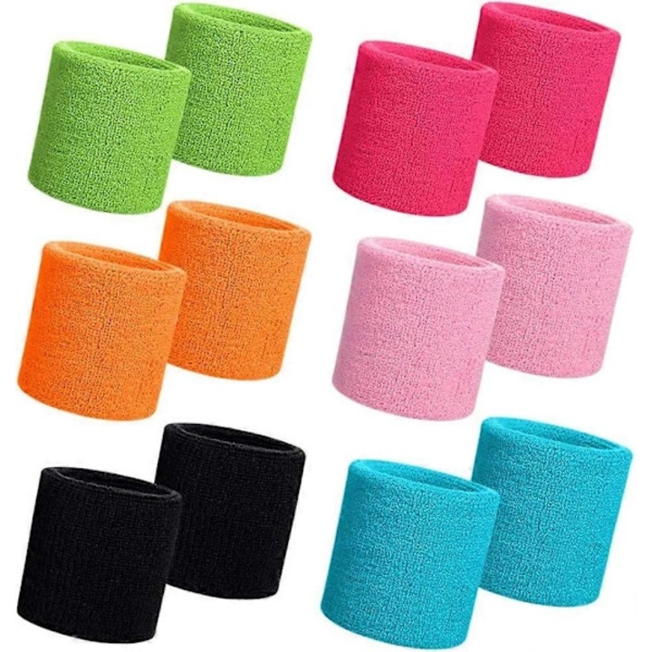 Set de 6 bratari de bumbac pentru sport, unisex, multicolor, absorbante de transpiratie