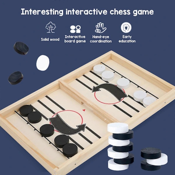 Joc interactiv din lemn, tabla de catapulta dubla, 35x22x2.3cm, pentru distractie in familie