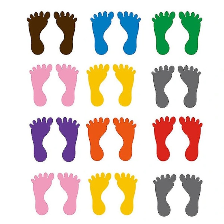 Set 12 perechi stickere amprente PVC, multicolor, pentru decorarea podelei in gradinite