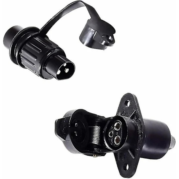 Conector remorca 3 pini 12V, impermeabil, cu sigiliu din cauciuc siliconic, negru, set 1 conector masculin si 1 soclu feminin
