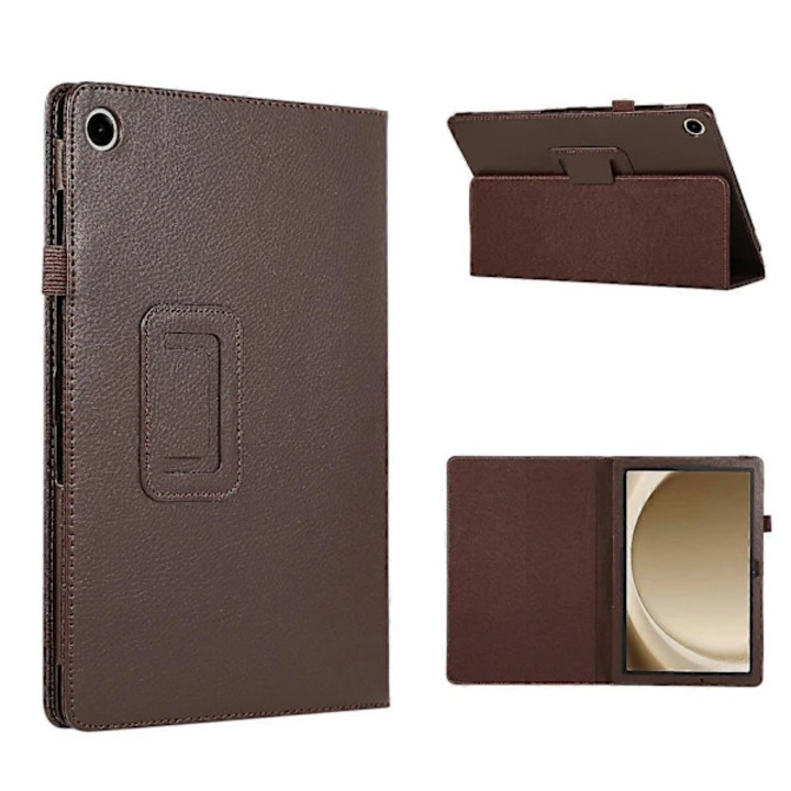 Husa tableta pentru Samsung Galaxy Tab A9+, din piele PU, design cu suport, culoare maro