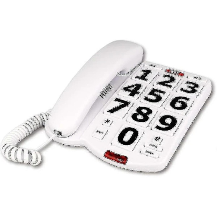 Telefon fix prietenos pentru seniori, butoane mari, 1 bucata, alb