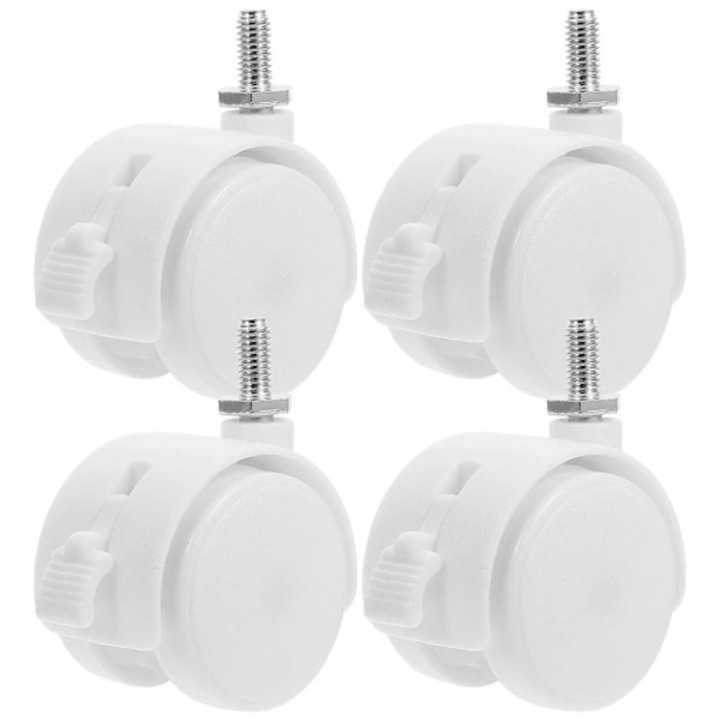 Set 4 roti mobile pentru mobilier, plastic, alb, 6x4.5x3cm
