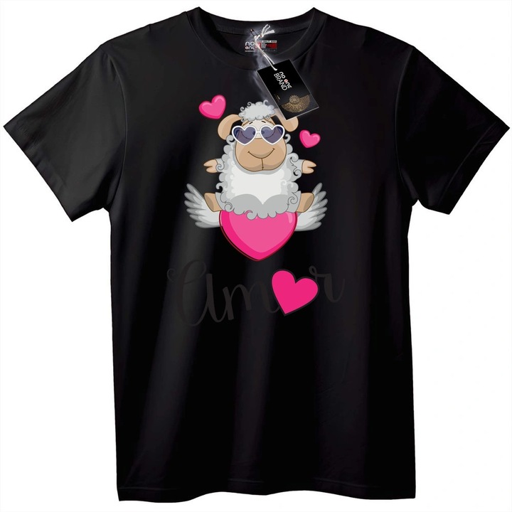 Póló aranyos báránnyal és szívekkel