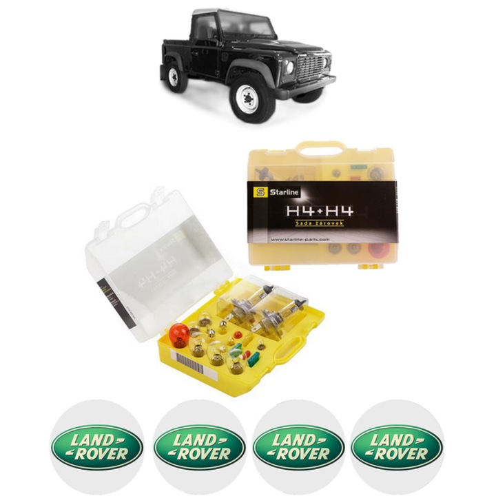 Kit trusa Set becuri H4 compatibila cu LAND ROVER DEFENDER Pick Up (L316) din 1998-2016, bec far, semnalizare, pozitie, iluminare numar, frana, plafoniera, stop frana