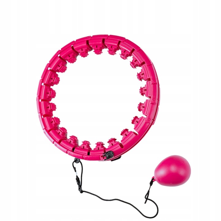 Hula hop de slabire cu masaj, Falcon, 24 elemente, roz, dimensiune reglabila 55x125cm