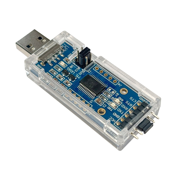 USB-TTL adapter DSD TECH SH-U09C2 beépített FTDI FT232RL IC-vel hibakereséshez és programozáshoz