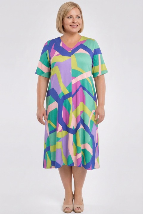 Szines geometrikus mintas ruha