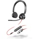 Слушалки с кабел Poly Blackwire 3325 Stereo, USB-C с адаптер USB-A, микрофон на рамо, контрол на кабела, черни, P14ZRUAN