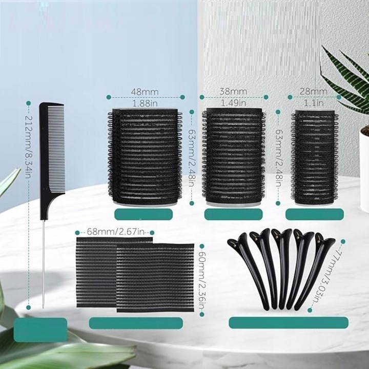 30 darabos Geeric hajcsavaró készlet, természetes, hőmentes, különböző méretek