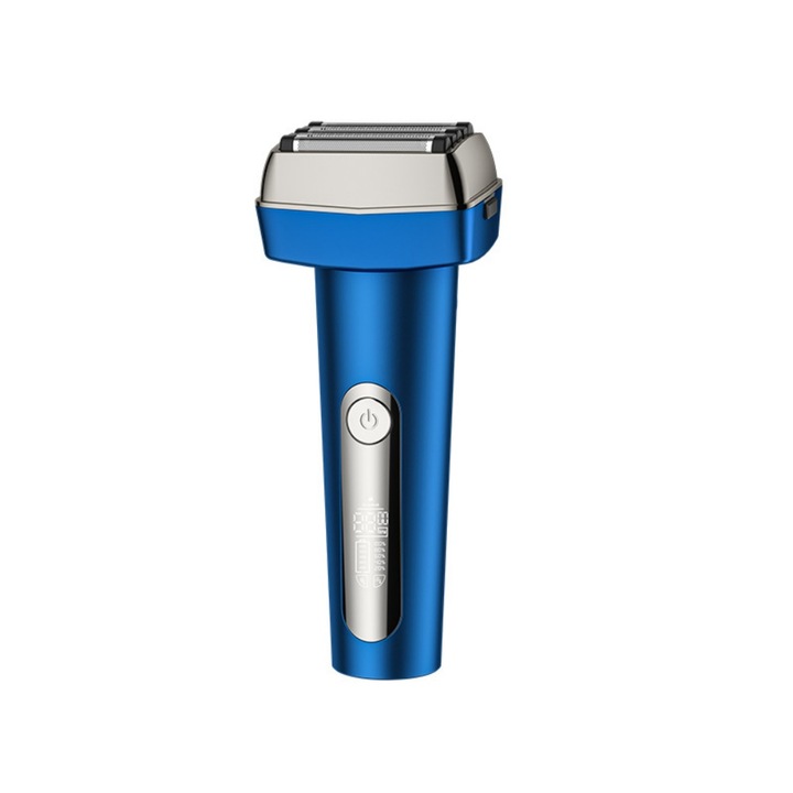 Aparat de ras electric, echipat cu mai multe capete de ras cu miscare alternativa, portabil, lavabil, ecran LED inteligent, capac de protectie magnetic pentru capete de ras, albastru
