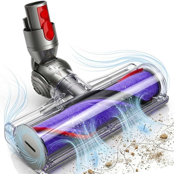 Perie aspirator, Bedee®, Perie Turbo pentru aspiratorcompatibila cu Dyson V7 V8 V10 V11, pentru covoare si podele dure, Laminate, placi ceramice, inlocuire cap de actionare directa, design flexibil 180°, Curatare fara efort
