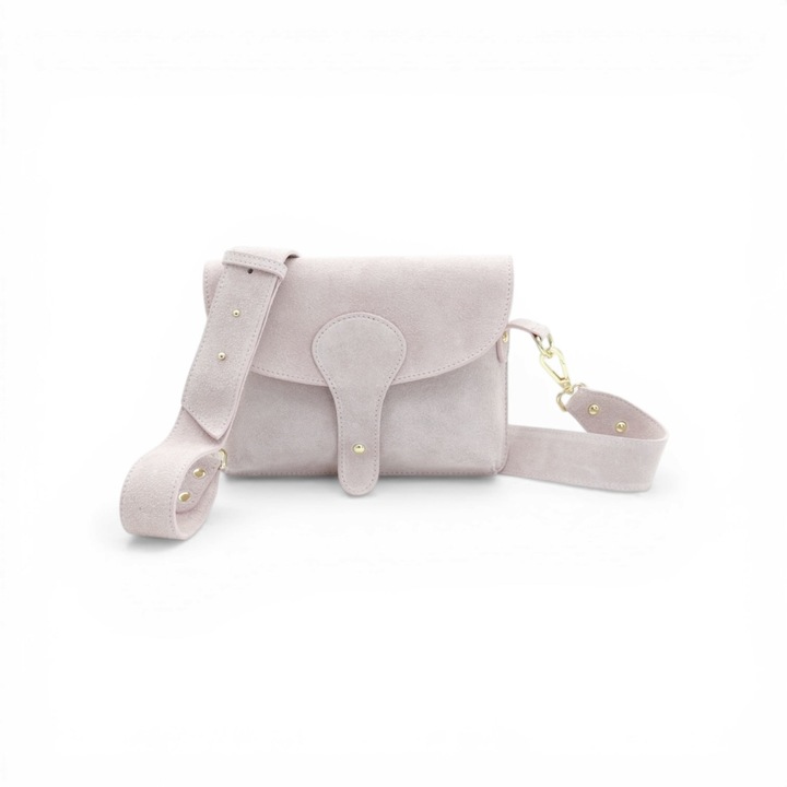 Moranti Noa-M női táska, szarvasbőr, rózsaszín, levehető pánt, 16x23x4cm