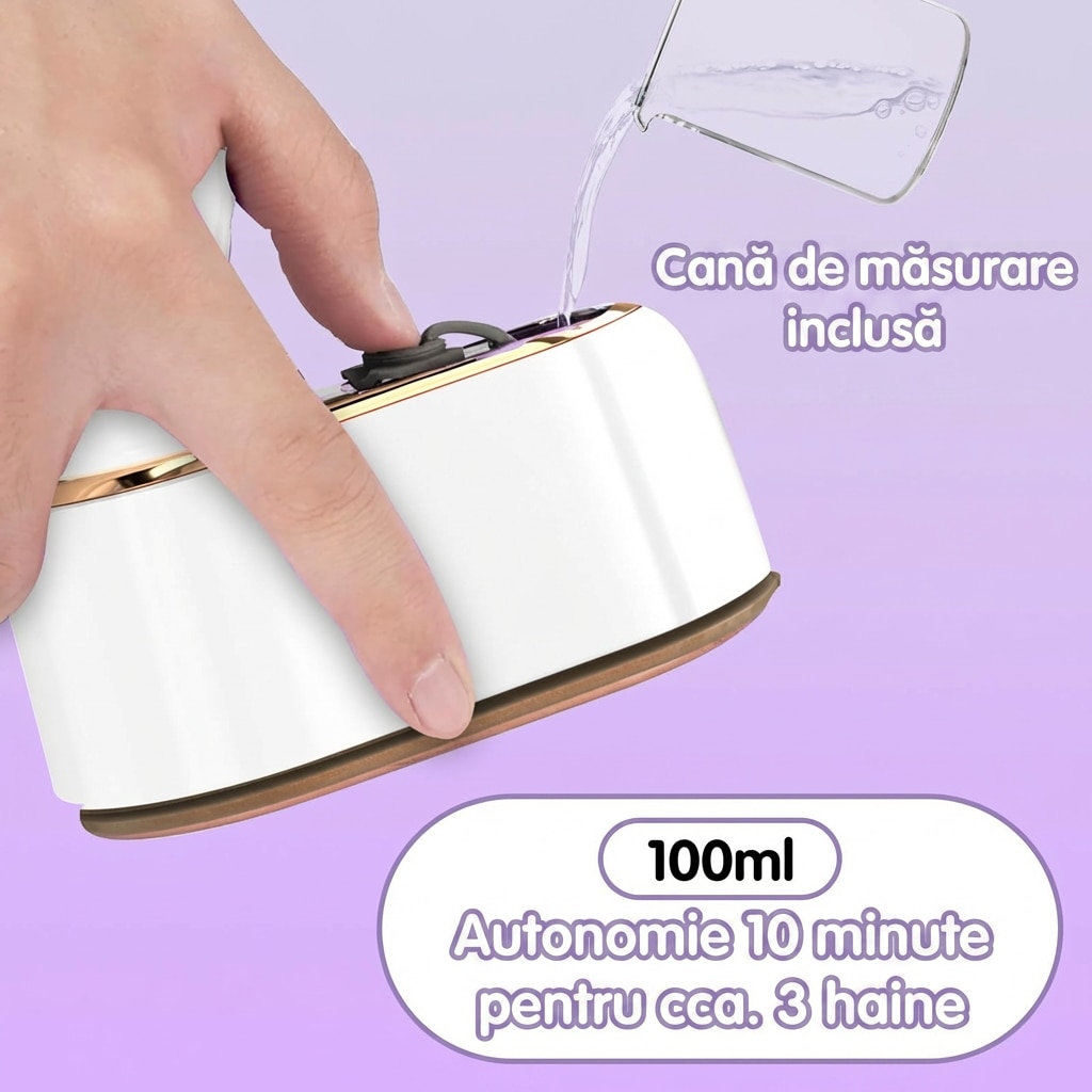 Aparat de Calcat cu Abur Portabil Dabbqis 2-in-1, Design Ergonomic cu Maner Rotativ, Incalzire Rapida, Calcare Verticala si Orizontala, Alb, Ideal pentru Voiaj si Acasa