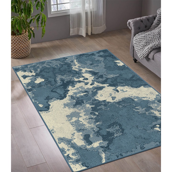 Covoare, Mocheta Gilau, Traversa Florence, 120x500cm, albastru, moale