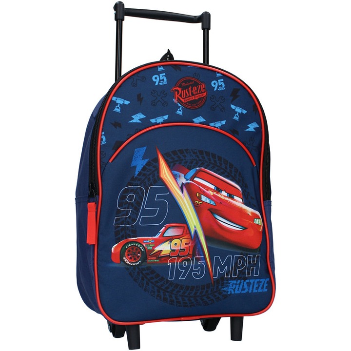 Ghiozdan cu roti Vadobag Cars, albastru, 33x25x11cm