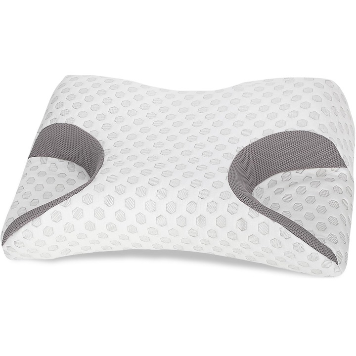 Perna ortopedică Dercov, spumă cu memorie, 64x38cm, suport gât