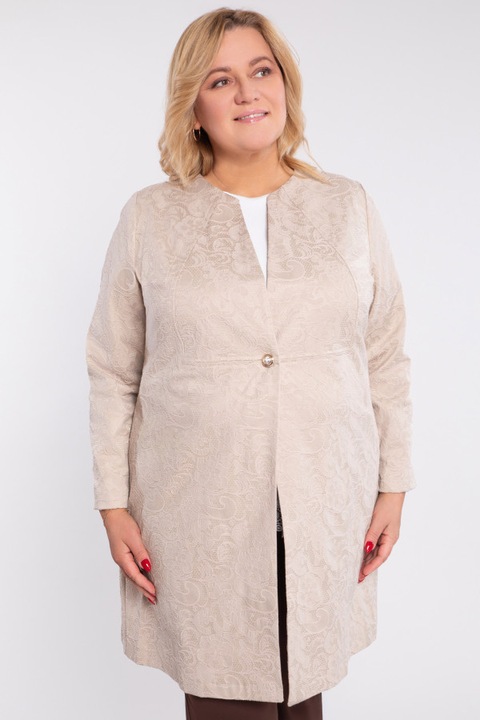 Palton bej cu model brodat