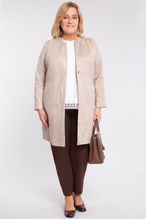 Palton bej cu model brodat