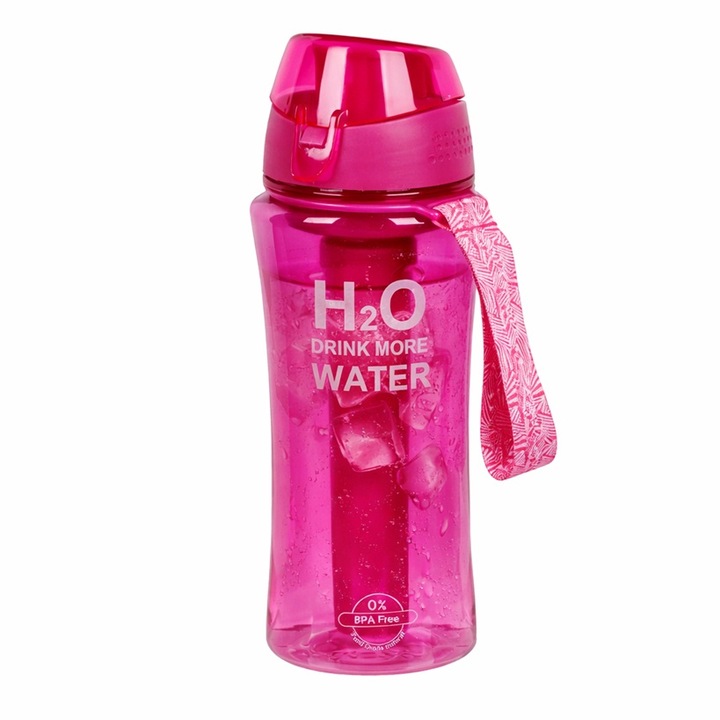 Sticla Apa Sport ZANOX®, cu Acumulator Gheata, Fucsia, 480 ml, Capac Etans