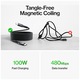 Mágneses USB-C-ről USB-C-re kábel, 100W gyorstöltés, 1m, autóba, kompatibilis iPhone, iPad és Android készülékekkel