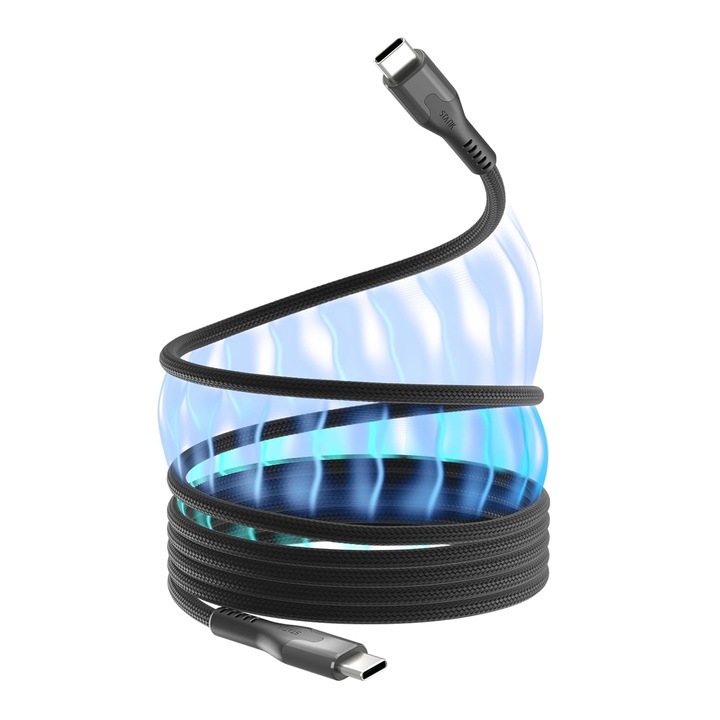 Mágneses USB-C-ről USB-C-re kábel, 100W gyorstöltés, 1m, autóba, kompatibilis iPhone, iPad és Android készülékekkel