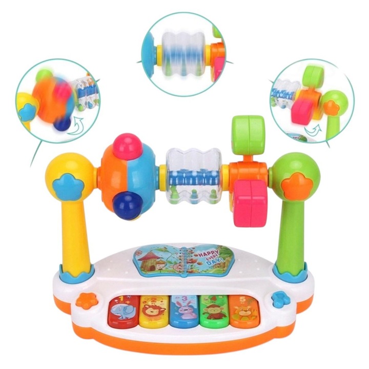 Играчка с пиано за деца, +3 години, Многоцветна