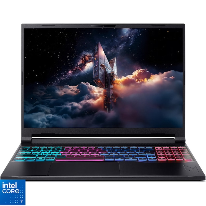Laptop Acer Gaming 16'' Nitro V 16S ANV16S-71, WQXGA IPS 180Hz, Procesor Intel® Core™ 7 240H (24M Cache, up to 5.20 GHz), 32GB DDR5, 1TB SSD, GeForce RTX 5070 8GB, No OS, Obsidian Black