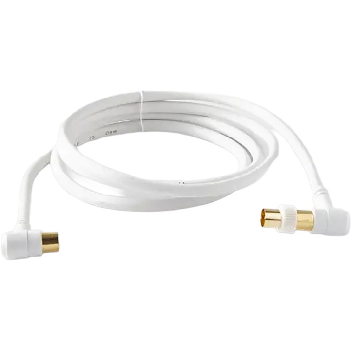 Cablu coaxial mufat Blyss 1.5m, alb