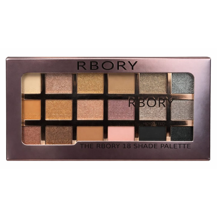Paleta de machiaj Rbory, culori matte si sidefate, 18 culori