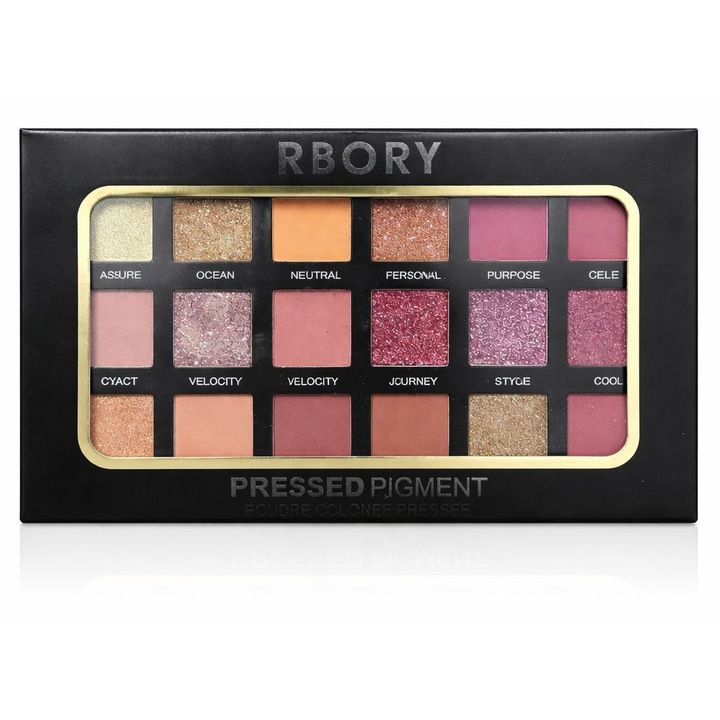 Paleta de machiaj, Rbory Pressed Pigment, 18 culori