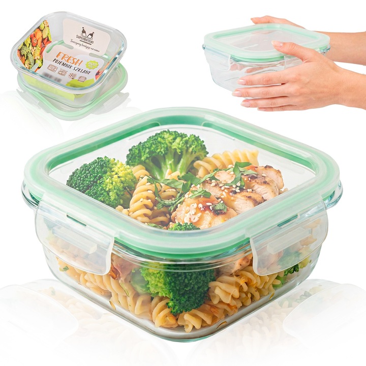 Caserola din sticla, SuperButelki, transparent, 16.3x13.2x7cm, rezistenta la temperaturi ridicate