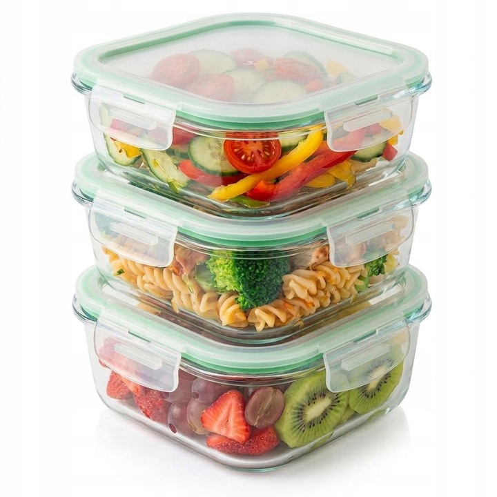 Set caserole din sticlă borosilicată, SuperButelki, transparent, rezistente la temperaturi ridicate, 16.3x13.2x7cm, 3 buc