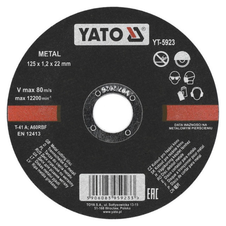 YATO Vágókorong fémre 125 x 1, 2 x 22 mm