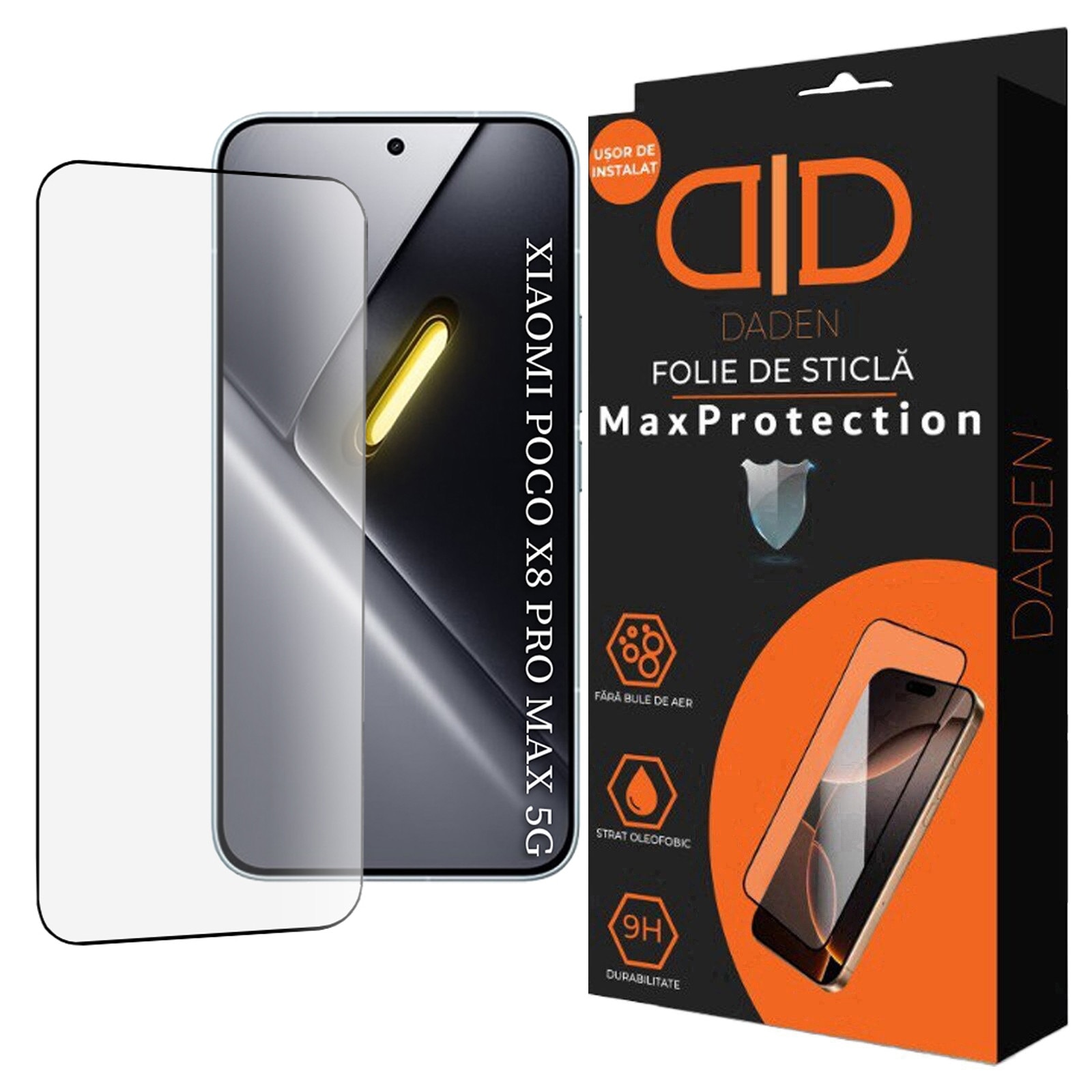 Folie Sticla pentru Xiaomi Poco X8 Pro Max Daden MaxProtection, Full Cover, Protectie Profesionala, Ultra Rezistenta, Calitate Premium