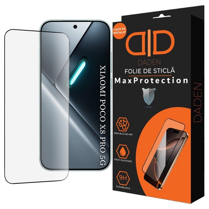 Folie Sticla pentru Xiaomi Poco X8 Pro Daden MaxProtection, Full Cover, Protectie Profesionala, Ultra Rezistenta, Calitate Premium