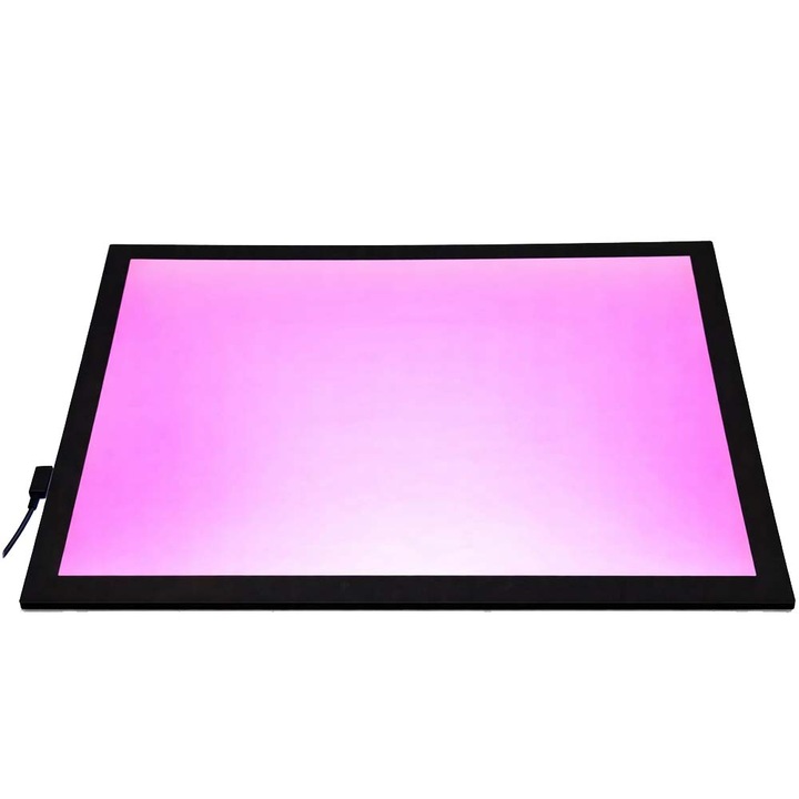 Panou luminos senzorial-educativ LED RGB, Junlong, Ultra Slim, interactiv, format A3 (29.7 x 42 cm), pentru activitati senzoriale copii