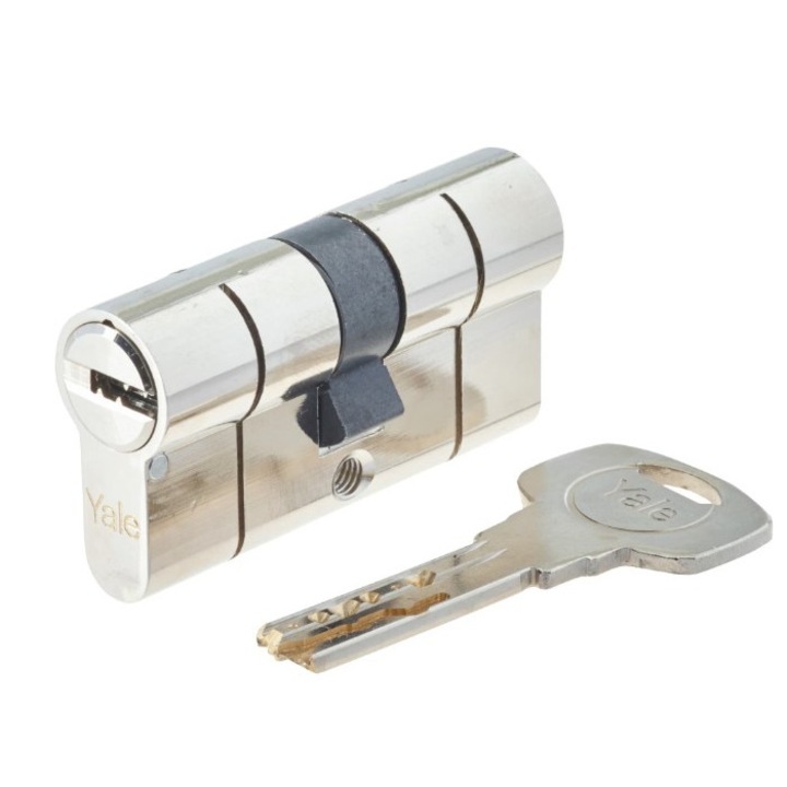 Cilindru patentat Yale 2100, 30x40 mm, 10 pini, alama, 5 chei cu amprenta, nichelat