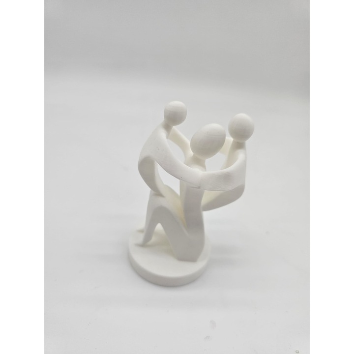 Figurina Mama si doi Copii - Statueta Abstracta Decorativa - Imprimata 3D - 6x6x11 cm - Alb