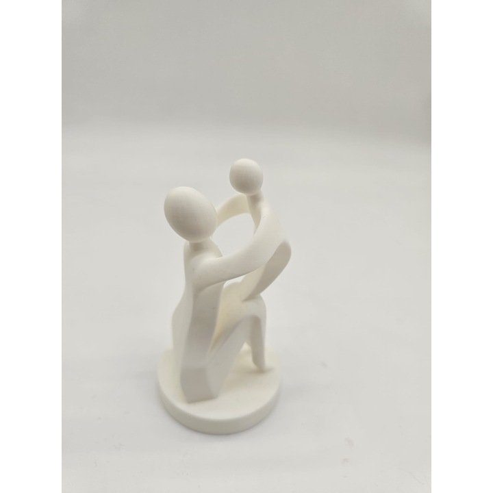 Figurina Mama si Copil - Statueta Abstracta Decorativa - Imprimata 3D - 6x6x11 cm - Alb
