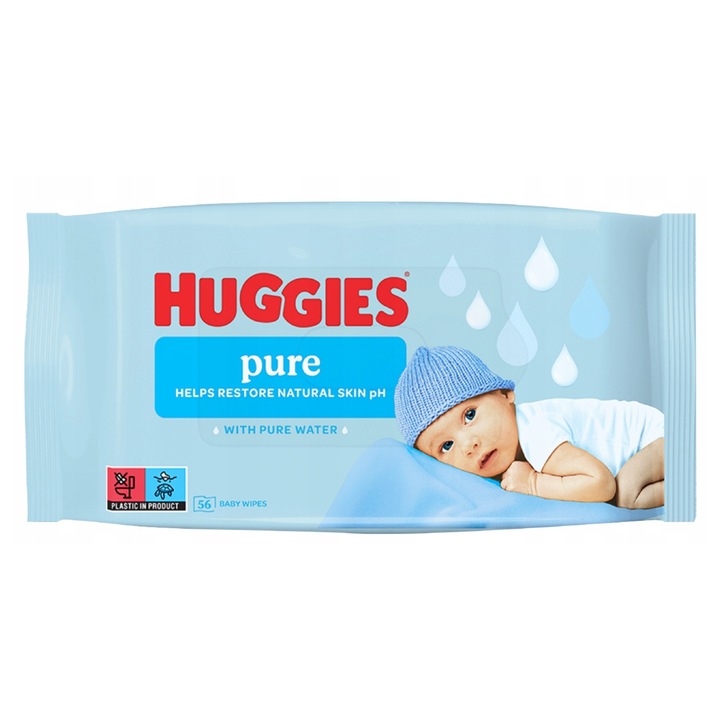 Servetele umede Huggies Pure, 56 bucati, hipoalergice